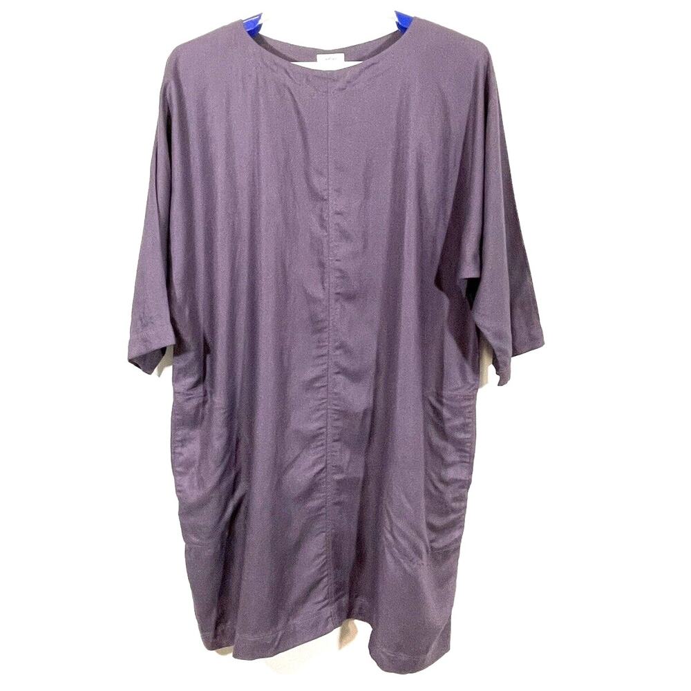 Aritzia Wilfred Tunic Dress Pockets Lagenlook Large Purple Dolman Sleeves
